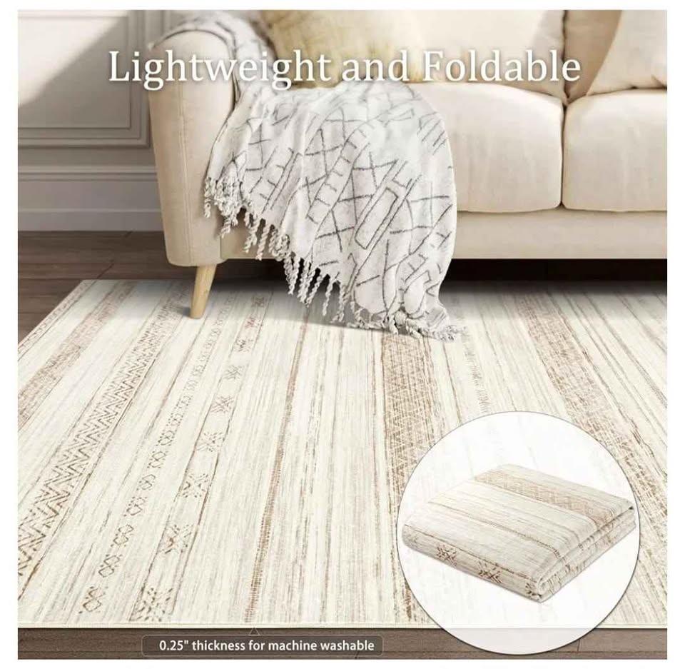 9x12 Brown/Beige Washable Boho Rug - Brand New - photo 5