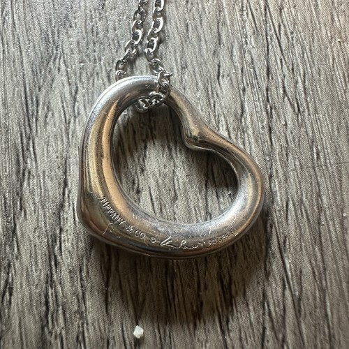 TIFFANY & CO 925 Sterling Silver Elsa Peretti Open Heart Necklac
