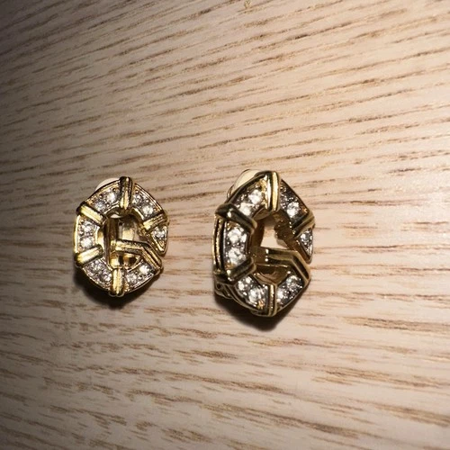 GIVENCHY Vintage 1990s Gold Plated G-Shaped Rhinestone Clip Earr - photo 2