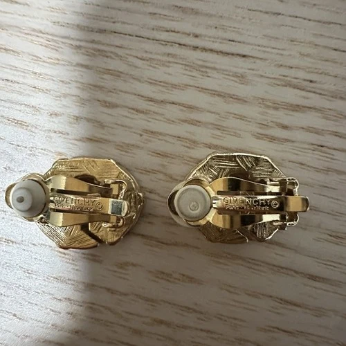 GIVENCHY Vintage 1990s Gold Plated G-Shaped Rhinestone Clip Earr - photo 4