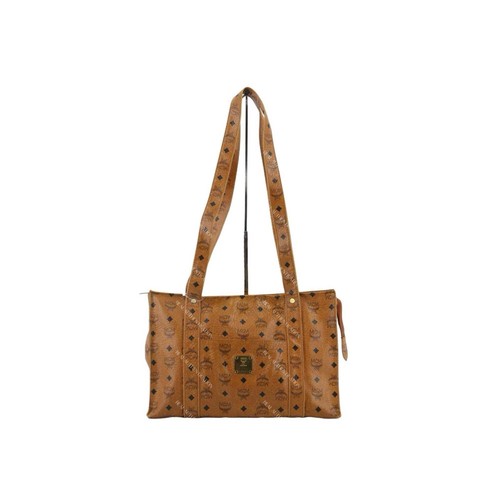 Vintage Authentic MCM Large Cognac Visetos Tote Shoulder Bag