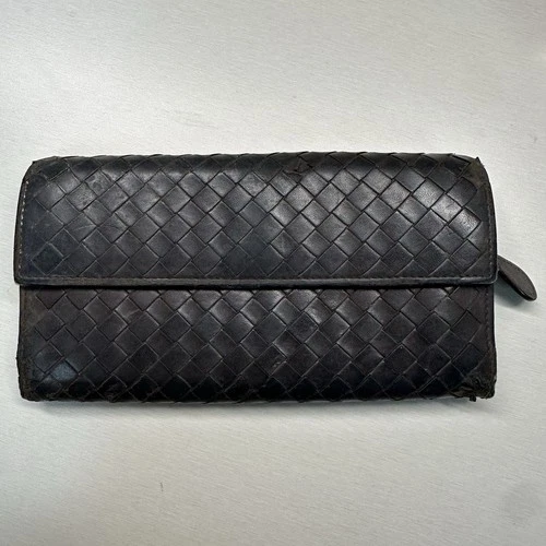 BOTTEGA VENETA Intrecciato Brown Leather Bifold Wallet