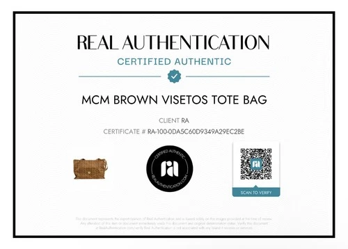 MCM Shoulder Tote Hand Bag Leather Camel Brown Visetos - photo 2