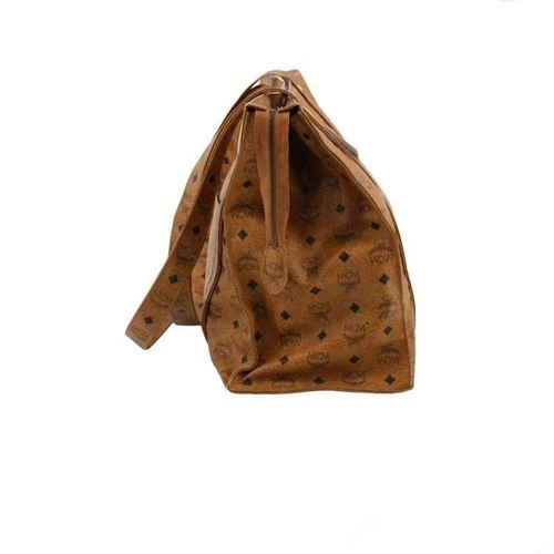 MCM Shoulder Tote Hand Bag Leather Camel Brown Visetos - photo 4