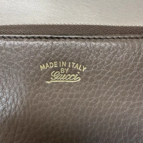 GUCCI Bamboo Tassel Swing Leather Zip Around Wallet Brown-Gray - photo 2