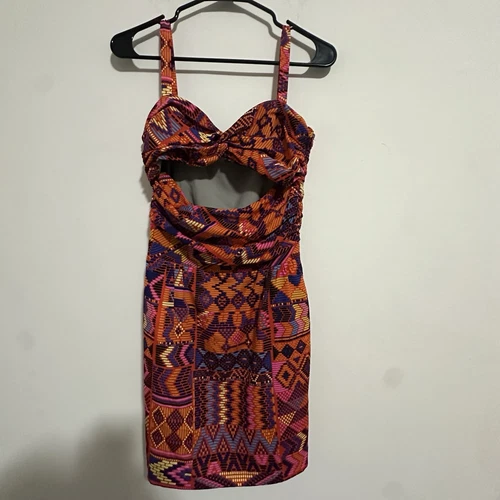 Mara Hoffman Silk Rainbow Tribal Print Mini Dress - Size 6 - photo 2