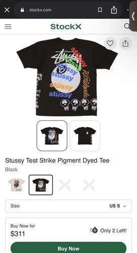 STUSSY Test Strike Pigment Dyed Tee - Mens Size S - photo 3