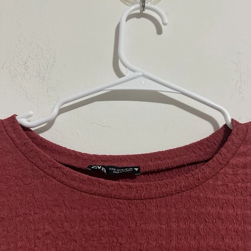 ZARA Ruched Dusty Rose Pink Short Sleeve Top Womens Size S - photo 3
