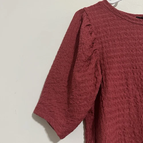 ZARA Ruched Dusty Rose Pink Short Sleeve Top Womens Size S - photo 4