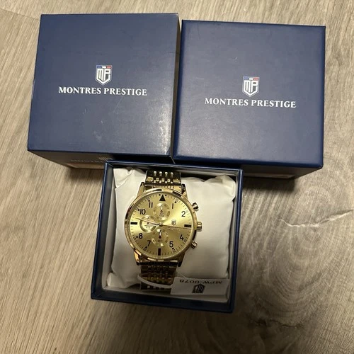 Montres Prestige Gold Tone Chronograph Wristwatch - photo 3