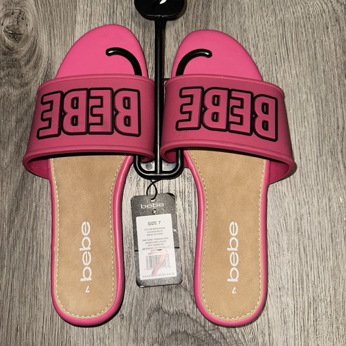 BEBE Bailey Slide Hot Pink Sandals Womens Size 7