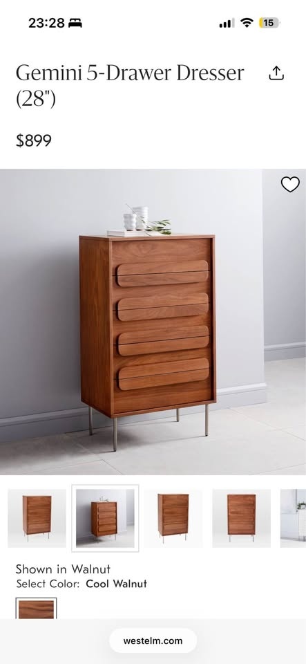 West Elm Gemini walnut dresser - photo 3
