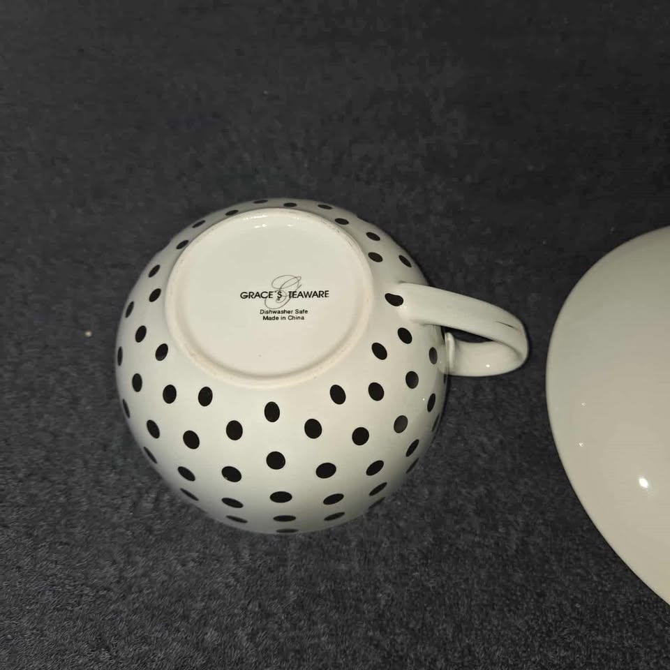 Grace's Teaware "Tea-For-One" Set - Black & White Polka Dot - photo 4