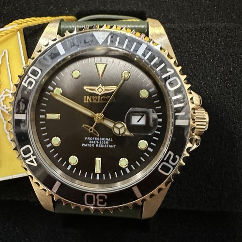 Invicta Pro Diver Watch - Black Dial, Green Leather - photo 3