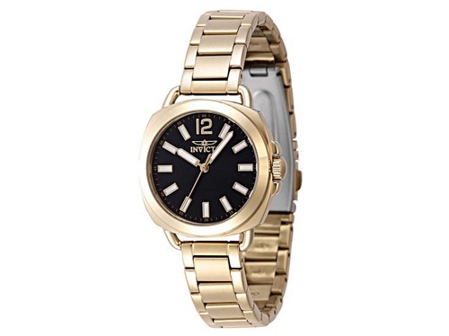 Invicta Wildflower 32mm Black Dial Yellow Stainless Steel Watch