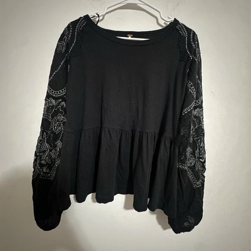Free People Boho Penny Embroidered Peplum Top - Women's S - photo 2