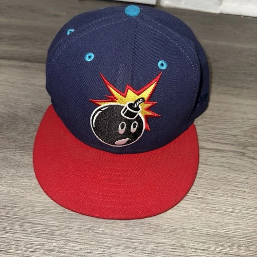 NEW ERA X THE HUNDEREDS Bomb Cap Hat Navy & Red Size 7 3/8