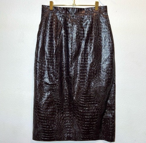 NWT Topshop Faux Croc Leather Burgundy Midi Skirt Size 8 - photo 4