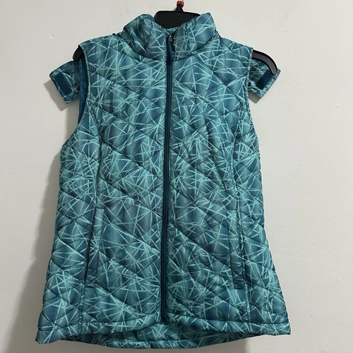 TEK GEAR Womens Teal Blue Pattern Padded Vest Size M