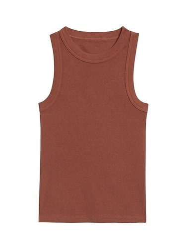 Banana Republic Womens Sleeveless Ribbed Sweater Top Rust Red S