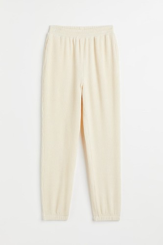 H&M Cream Velour Jogger Pant Womens Size XS