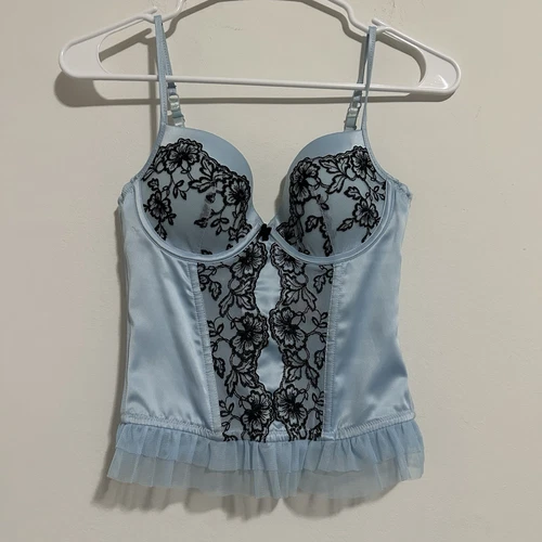 SOPHIE B. Y2K Floral Embroidered Bustier Corset Top M