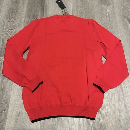 LEFT POINT ITALY Red & Black Rhinestone Crewneck Knit Size L - photo 5