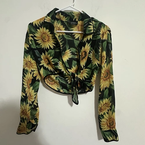 RARE Vintage Y2K Younique Sunflower Beach Cover Up Mesh Womens S
