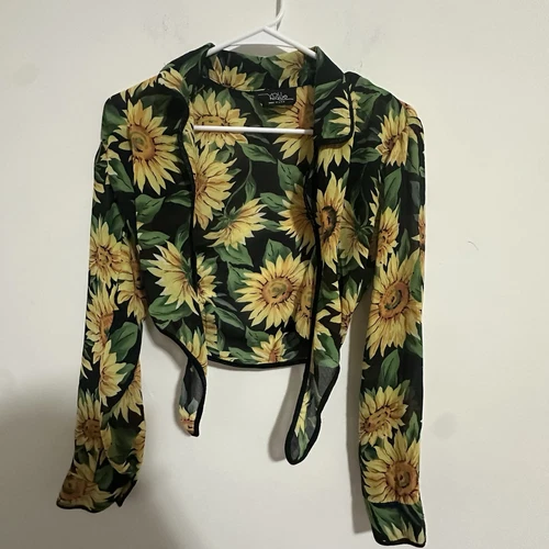 RARE Vintage Y2K Younique Sunflower Beach Cover Up Mesh Womens S - photo 3