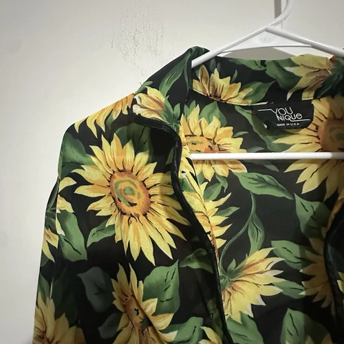 RARE Vintage Y2K Younique Sunflower Beach Cover Up Mesh Womens S - photo 4