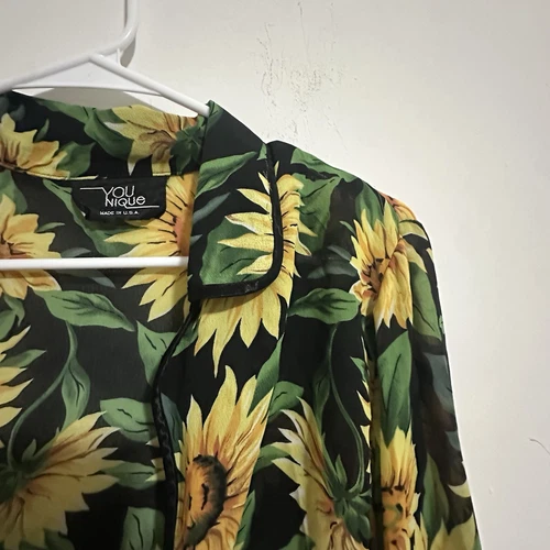 RARE Vintage Y2K Younique Sunflower Beach Cover Up Mesh Womens S - photo 5