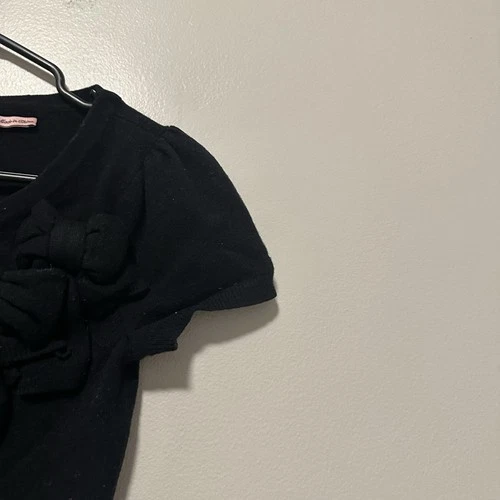 Juicy Couture Black Sweater - Y2K Vibe, Bow & Floral, Size P - photo 3