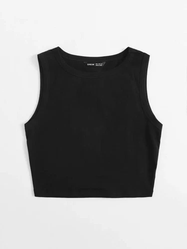 SHEIN Extra Stretchy EZWear Casual Black Summer Ribbed Tank Top