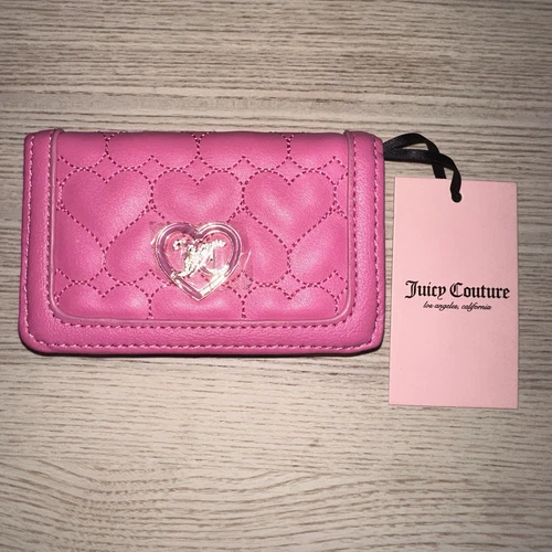 Juicy Couture Flawless Slim Bifold Wallet - Juicy Pink w/ Hearts