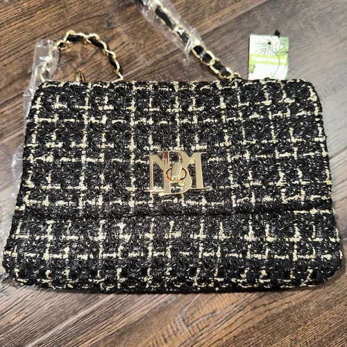 Badgley Mischka Bouclé Tweed Shoulder Bag - Black - photo 3