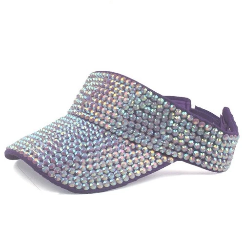 NWT SOPHIA COLLECTION Luxury Rhinestone Purple Visor Cap