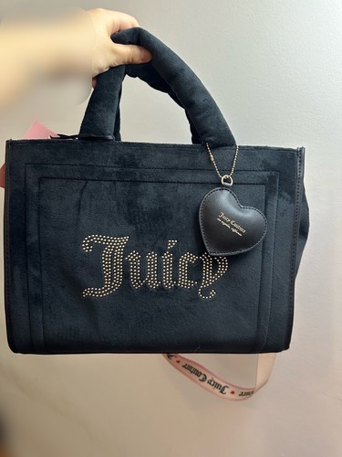 NEW! NWT Juicy Couture Velour Tote Bag Crossbody Black - photo 2