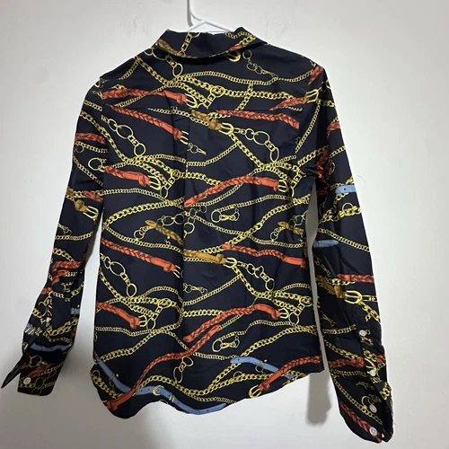 NWT 1901 Gold Chain Print Long Sleeve Blouse - Women's Size S - photo 2