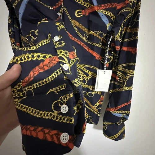 NWT 1901 Gold Chain Print Long Sleeve Blouse - Women's Size S - photo 4