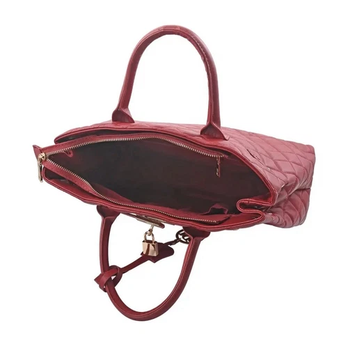 Badgley Mischka Brick Red Diamond Quilted Tote Bag - photo 5