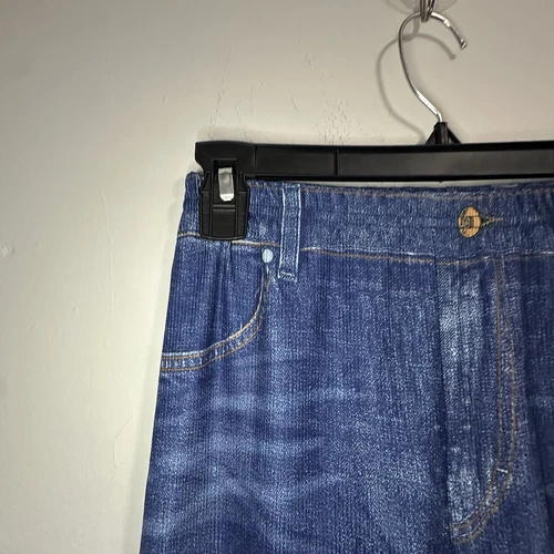 Dark Blue Jean Style Pattern Printed Leggings Womens Size S - photo 3