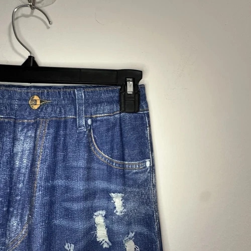 Dark Blue Jean Style Pattern Printed Leggings Womens Size S - photo 4