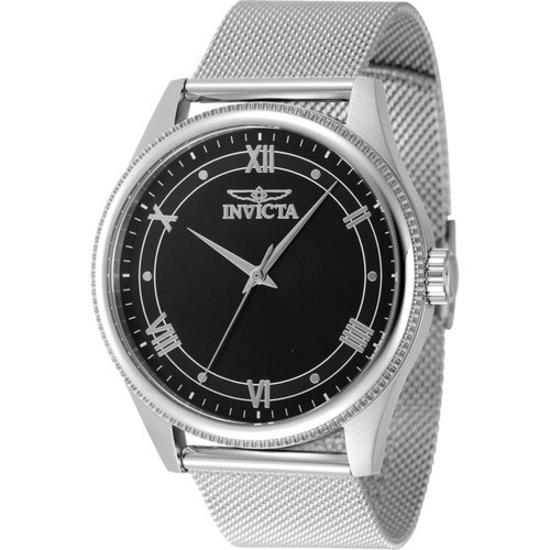 Invicta Men's Watch Celestial Quartz Black Dial Steel Mesh Brace