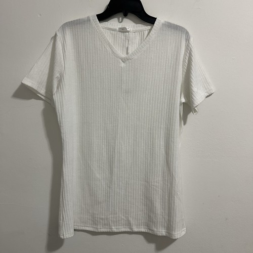 NWT COOFANDY Men's Ribbed White Super Stretchy Top T-Shirt Size