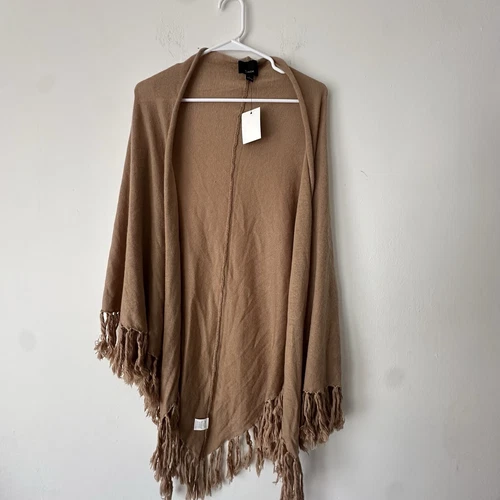 LUMIERE Angora Blend Camel Cape Scarf Wrap - L