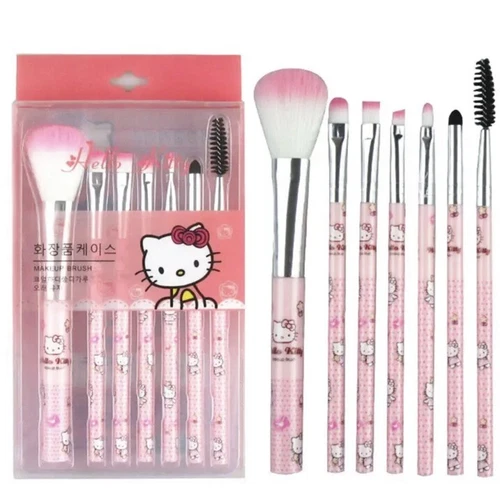 Hello Kitty 7 Pc Makeup Brush Set Pink New Sanrio