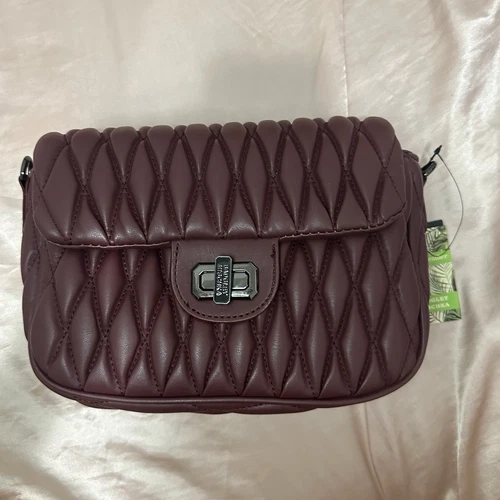 Badgley Mischka Plum Burgundy Mini Quilted Messenger Crossbody B - photo 2