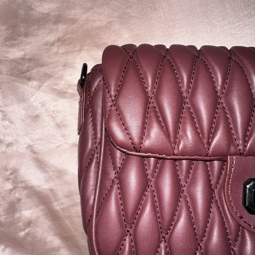 Badgley Mischka Plum Burgundy Mini Quilted Messenger Crossbody B - photo 3