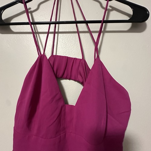 Express Magenta Deep Pink Spaghetti Strap Open Back Flared Dress - photo 2