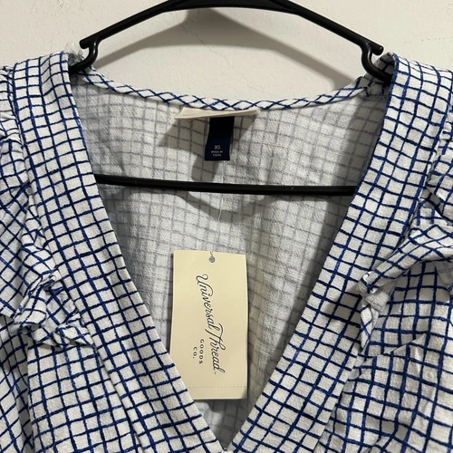 NWT UNIVERSAL THREAD Womens Flutter Sleeve Blouse Blue Check Gin - photo 5